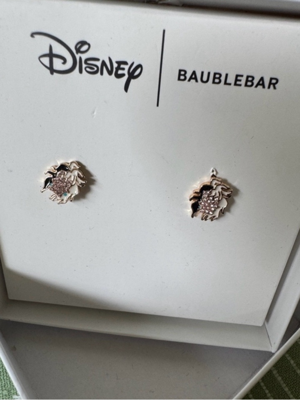 Disney BaubleBar Rose Gold and Cruella Stud Earrings